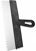 Шпательная лопатка из нержавеющей стали, 200 мм,зуб 8х8 мм, пласт.рукоятка, СИБРТЕХ